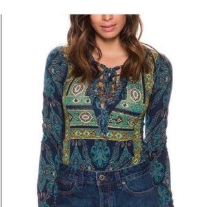 Free People Multicolor Paisley Blouse